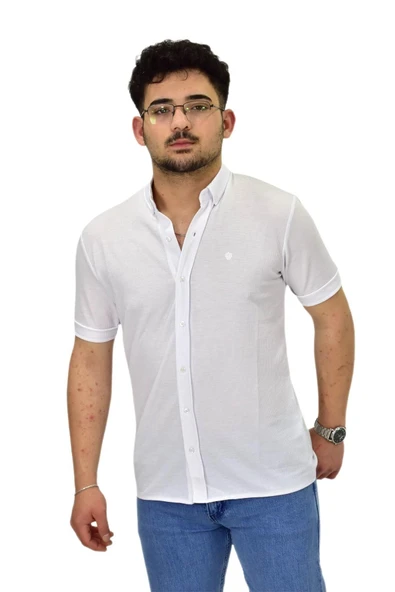 Erkek Büyük Beden Gömlek Yaka Düğmeli Tişört BGL-ST04525 - 7