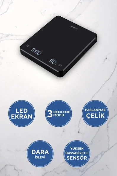 KUMTEL V60 Dijital Damlatıcı ve Zamanlayıcılı Kahve Demleme Tartısı HV60-02 - 3