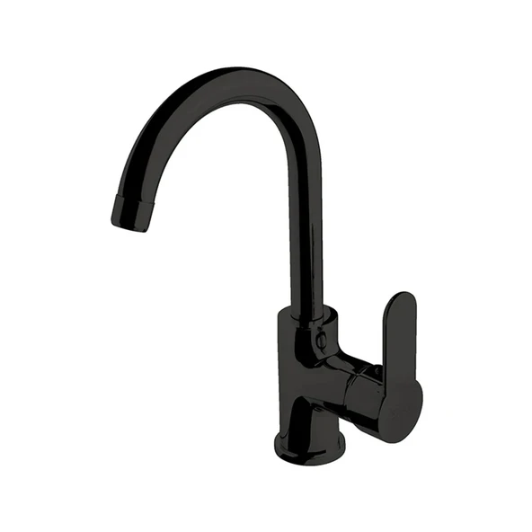 POLİSU KRİSTAL KUĞU LAVABO BATARYASI-SİYAH ürün görseli