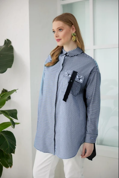 CEBİ PULLU ÇİZGİLİ GÖMLEK - 4