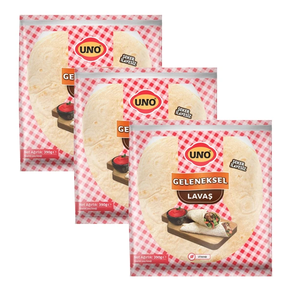 Uno Geleneksel Lavaş 25 Cm 6'lı 390 Gr x 3 Adet
