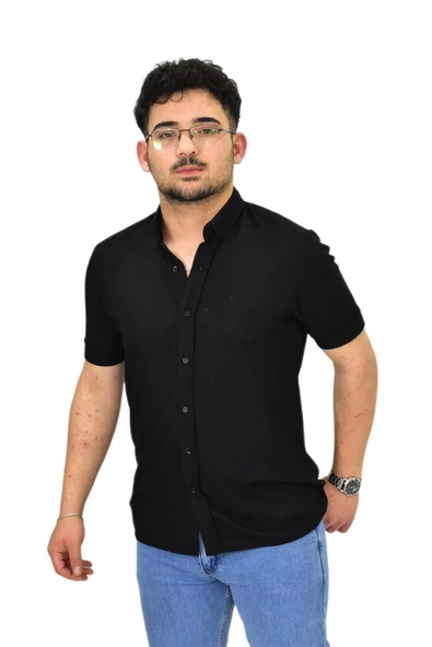 Erkek Büyük Beden Gömlek Yaka Düğmeli Tişört BGL-ST04525 - 5