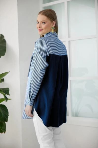 CEBİ PULLU ÇİZGİLİ GÖMLEK - 5