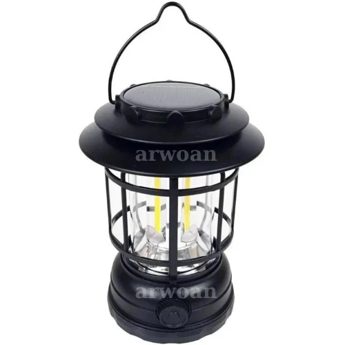 Güneş Enerjili Solar Nostaljik Işığı Ayarlanabilir Ledli Kamp Feneri Lamba Işıldak Usb Şarjlı