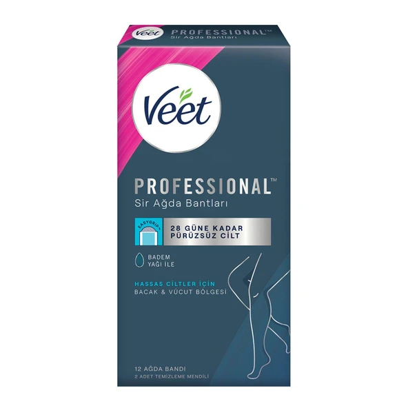 Veet Sir Ağda Bantları Professional Hasas Ciltler İçin Bacakve Vücut Bölgesi 12 li