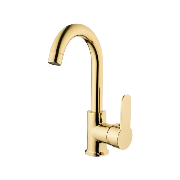 POLİSU KRİSTAL KUĞU LAVABO BATARYASI (ALTIN) - 2