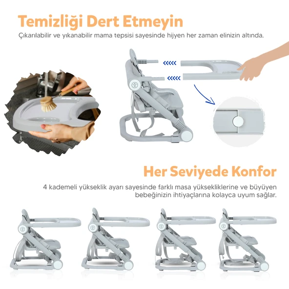 Huggy Cookie Portatif Katlanabilir Taşınabilir Mama Sandalyesi - 4