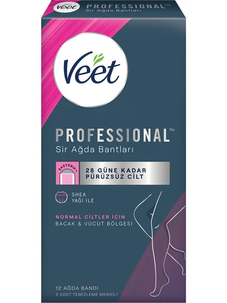Veet Sir Ağda Bantları Professional Normal Ciltler İçin Bacakve Vücut Bölgesi 12 li