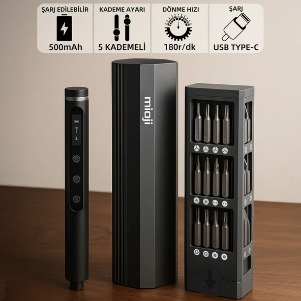 Mioji Mio PS49 500mAh 180r/dk 5 Kademeli 42 Parça Şarjlı Tornavida Seti