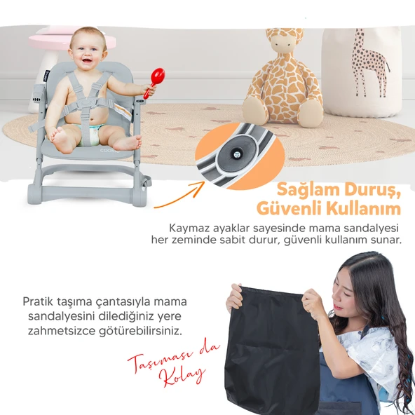 Huggy Cookie Portatif Katlanabilir Taşınabilir Mama Sandalyesi - 9
