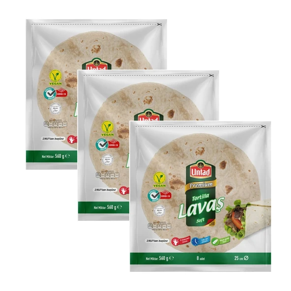 Untad Tortilla Lavaş 8 li 560 gr x 3 Adet