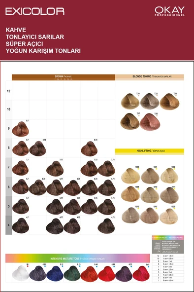 Exicolor Saç Boyası Tüp 60 Ml 6.34 Koyu Kumral Dore Bakır 2 Adet (Oksidan Hediyeli 4'lü Set) - 6