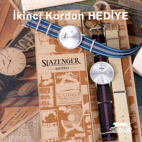 Slazenger SL.09.1980.1.01 40 mm Yeşil\Beyaz Kumaş Kordonlu Erkek Kol Saati - 3