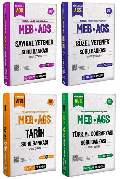Pegem 2025 MEB-AGS Sayısal + Sözel Yetenek + Tarih + Türkiye Coğrafyası Soru Bankası 4 lü Set Pegem Akademi Yayınları