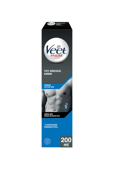 Veet Men Tüy Dökücü Krem 5 dk. Hassas Ciltler İçin 200 ml