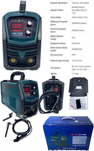 İnverter Dijital Kaynak Makinesi EEA393 ARC 500 ürün görseli