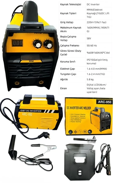 İnverter Dijital Kaynak Makinesi (Sarı) EEA426 ARC-950 DC
