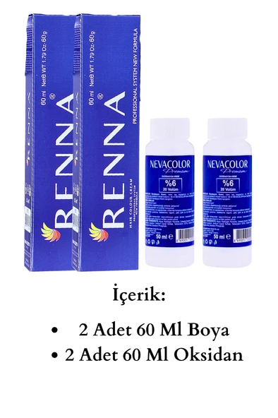 Renna Tüp Boya 60 Ml 6-3 Koyu Kumral Dore 2li Set Oksidan Hediyeli - 2