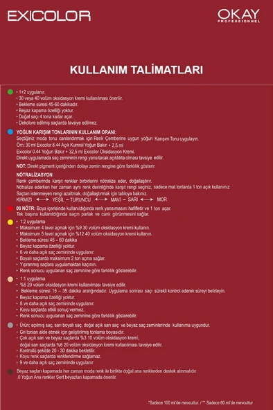 Exicolor Saç Boyası Tüp 60 Ml 1 Siyah 2 Adet (Oksidan Hediyeli 4'lü Set) - 8