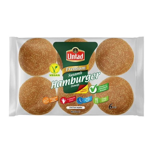Untad Susamlı Hamburger Ekmeği 6 lı / 510 gr x 2 Paket - 2