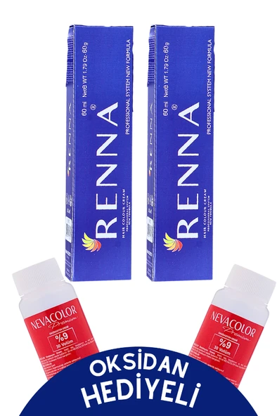 Renna Tüp Boya 60 Ml 9-1 Küllü Sarı 2li Set Oksidan Hediyeli