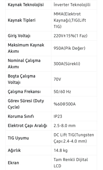 İnverter Dijital Kaynak Makinesi (Kırmızı) EEA401 ARC 950 - 6
