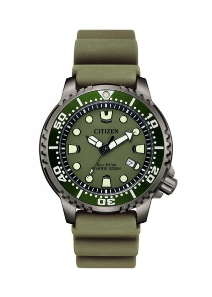 Citizen BN0157-11X Eco-Drive Silikon Yeşil Gri 44 mm Erkek Kol Saati