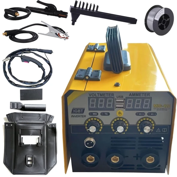 Çok Fonksiyonlu Gazsız Gazaltı Kaynak Makinesi (Sarı)  EEA358 MIG420 - 2