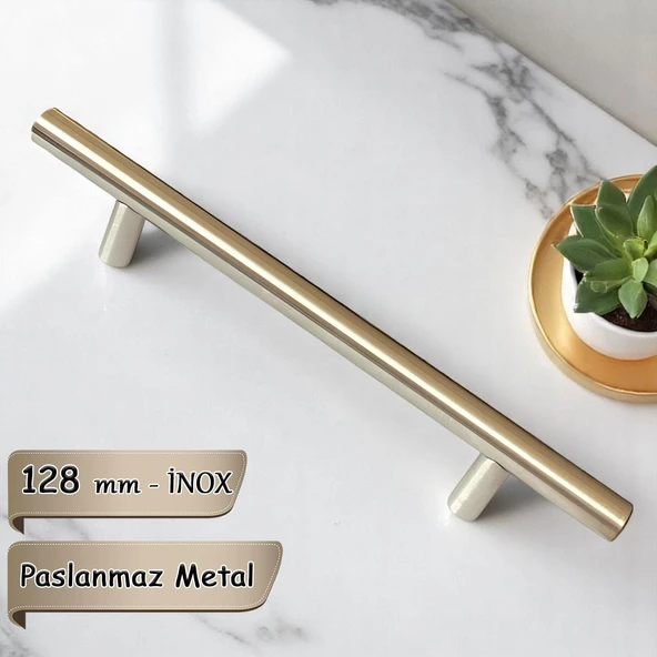 8 Adet Boy Kulp İnox 128 mm Kulp Mobilya Mutfak Dolabı Çekmece Dolap Kapak Kulpu Kulbu Metal Kulpları - Resim 5