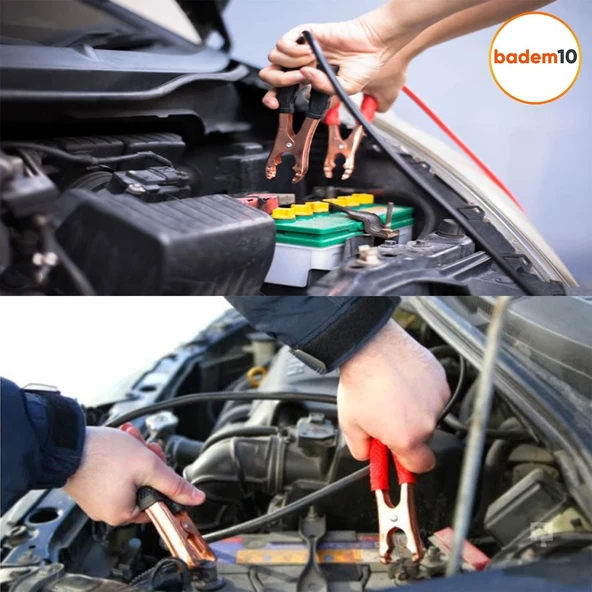 2 Metre 16mm² Kalınlık 6V/12/24V 600 Amper Akü Takviye Kablosu Araç Araba Oto Akümülatör Sarj Şarj - 4