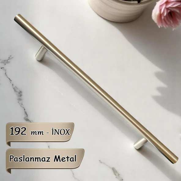 12 Adet Boy Kulp İnox 192 mm Kulp Mobilya Mutfak Dolabı Çekmece Dolap Kapak Kulpu Kulbu Metal Kulpları - 6