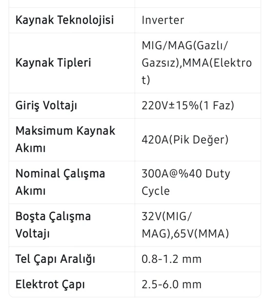 Çok Fonksiyonlu Gazsız Gazaltı Kaynak Makinesi (Sarı)  EEA358 MIG420 - 6