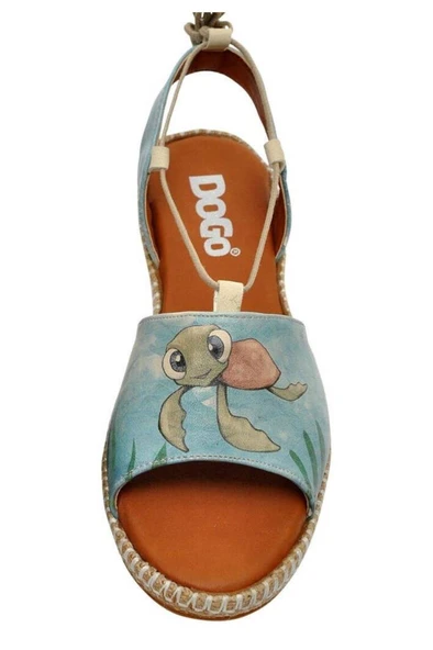 Kadın Vegan Deri Mavi Bağcıklı Sandalet - Caretta-hey Dude Tasarım - 5