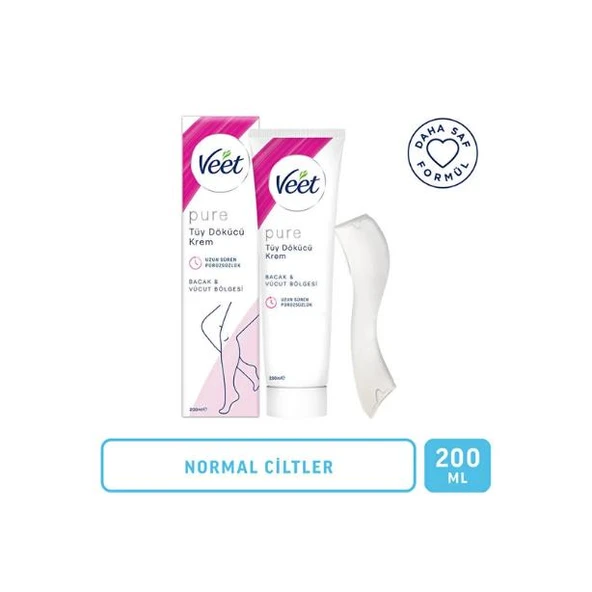 Veet Pure Tüy Dökücü Krem Bacak ve Vücut Bölgesi Normal Ciltler 200 ml ürün görseli