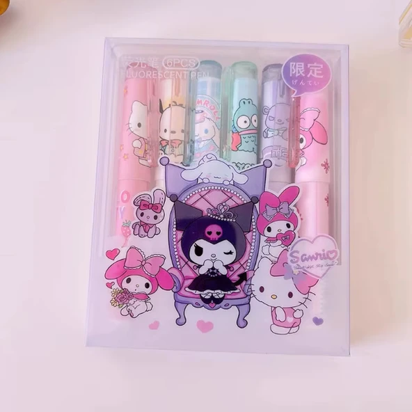 6'lı Fosforlu Kalem Seti - Hello Kitty Kuromi ve Arkadaşları - 4