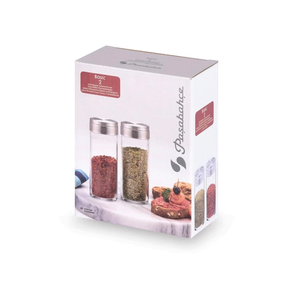 Paşabahçe 43890 Basic Metal Kapaklı Tuzluk 2 li