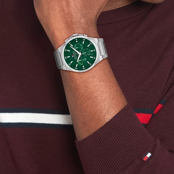 Tommy Hilfiger TH1792088 Quartz Çelik Gri Yeşil Kadran 46 mm Erkek Kol Saati - 3