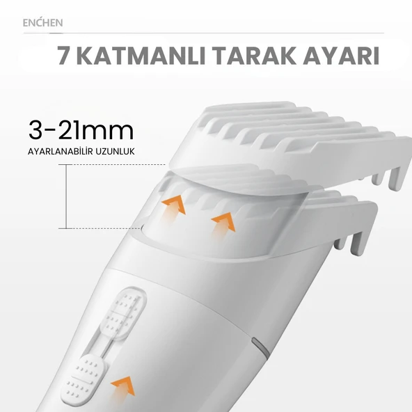 Enchen Boost 2 Beyaz Taşınabilir Şarjlı Saç Kesim Makinesi - 2