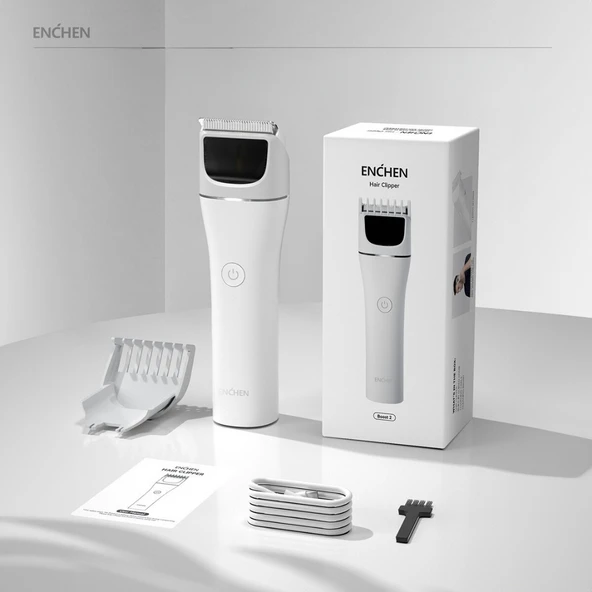 Enchen Boost 2 Beyaz Taşınabilir Şarjlı Saç Kesim Makinesi - 6