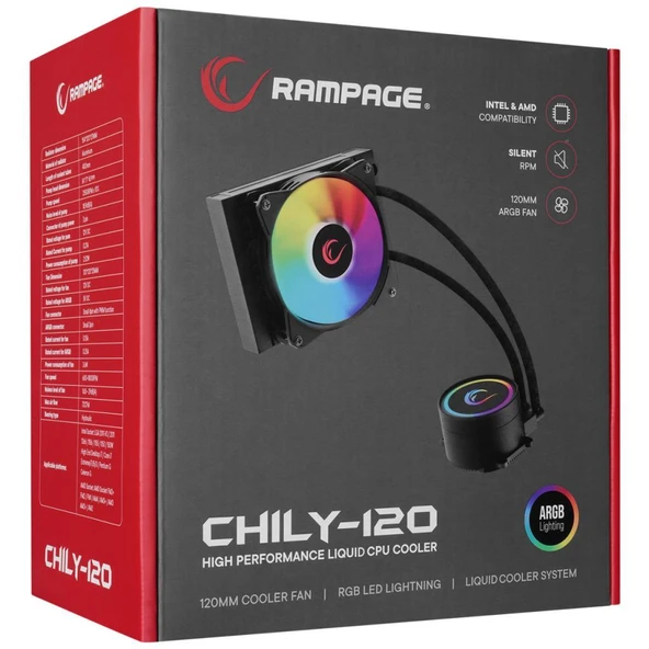 Rampage CHILY-120 1800RPM Intel/Amd 120mm Sıvı Soğutmalı ARGB CPU Fan - 2