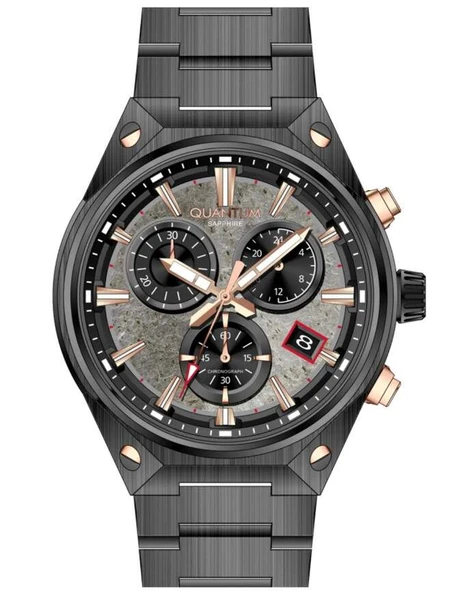 Quantum HNG1172.050 Quartz Kronograflı Çelik Siyah 45 mm Erkek Kol Saati