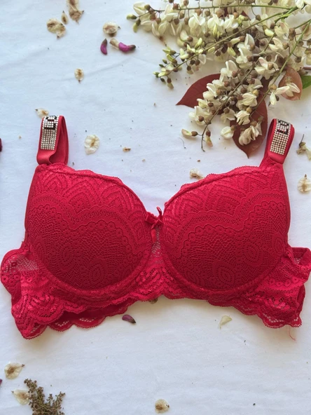 LOVE SECRET Mikro Kumaş Taşlı Askılı Dolgulu Sütyen Takım - 2