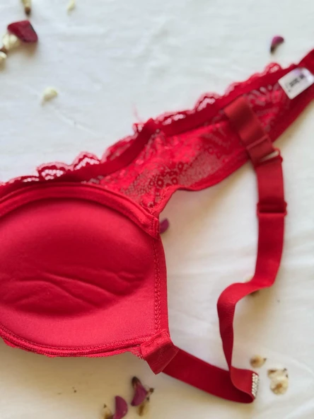 LOVE SECRET Mikro Kumaş Taşlı Askılı Dolgulu Sütyen Takım - 5