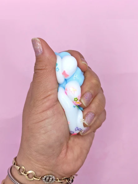 Pati Taba Squishy Kedi Pati Sıkma 7 cm Pullu Pati Sukuşi - Mavi - 4