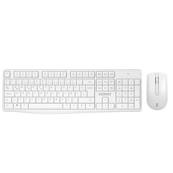 Everest KM-7500 Beyaz Kablosuz Q Multimedia Klavye + Mouse Set