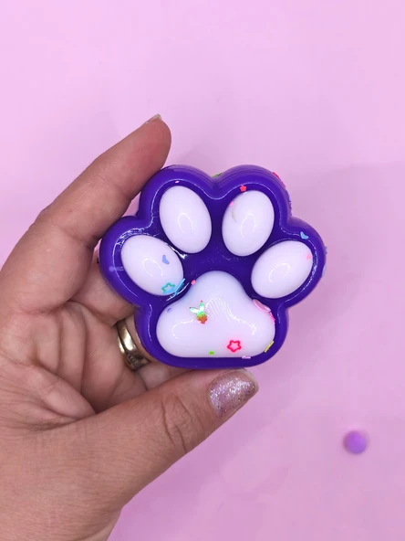 Pati Taba Squishy Kedi Pati Sıkma 7 cm Pullu Pati Sukuşi - Mor