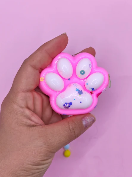 Pati Taba Squishy Kedi Pati Sıkma 7 cm Pullu Pati Sukuşi - Pembe