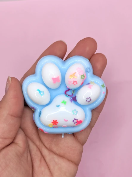 Pati Taba Squishy Kedi Pati Sıkma 7 cm Pullu Pati Sukuşi - Mavi - 3