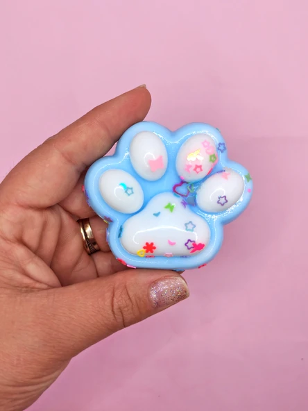 Pati Taba Squishy Kedi Pati Sıkma 7 cm Pullu Pati Sukuşi - Mavi