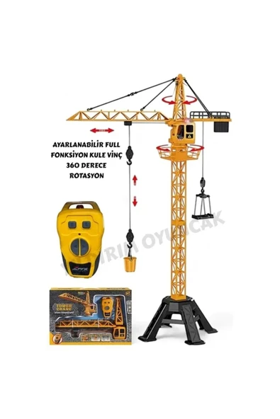 Kumandalı Usb Şarjlı 4 Kanal Kızılötesi Sarılır Makara Fonk İnşaat Çocuk Mühendisliği Kule Vinç - 5